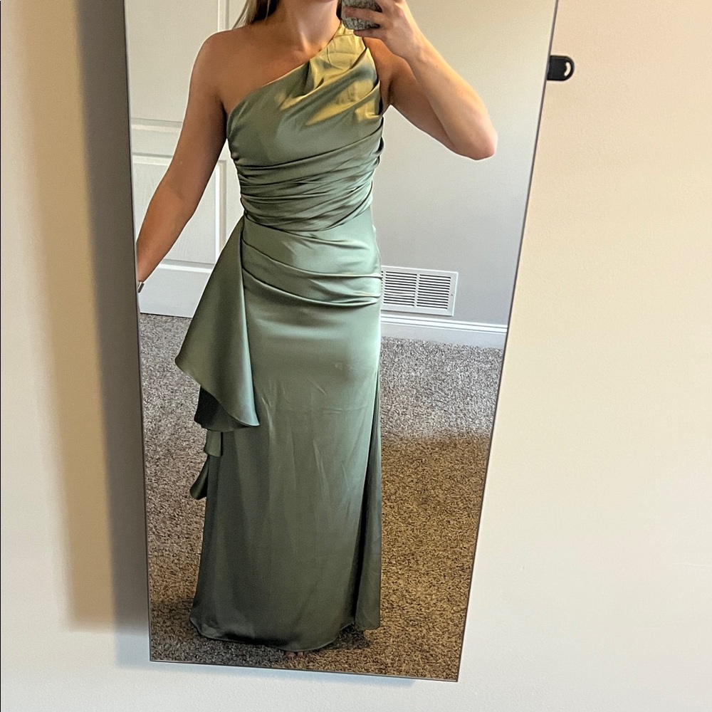 Sage Green Floor length one shoulder dress